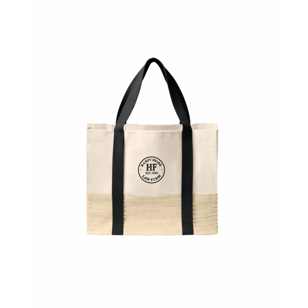 Hanft Law - Port Authority® Straw Market Tote BG450 with circle logo