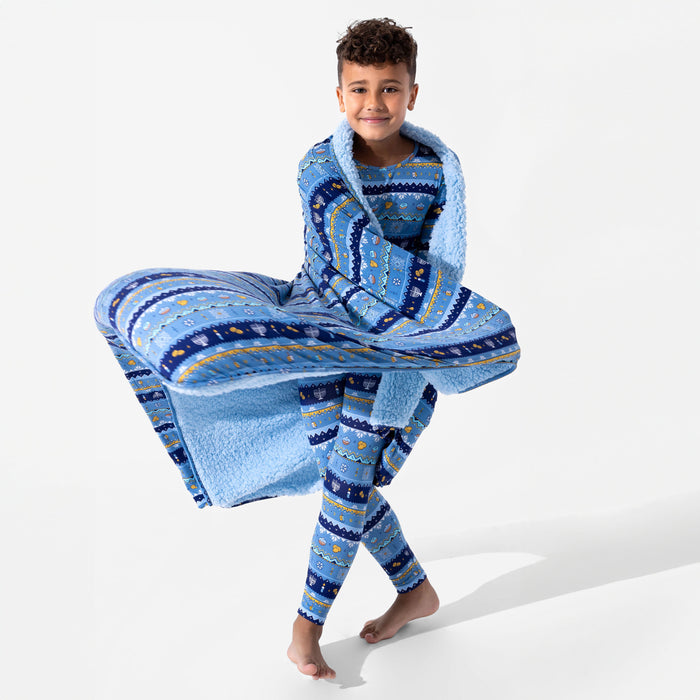 Hanukkah Fair Isle Bamboo Sherpa Blanket