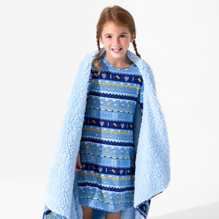 Hanukkah Fair Isle Bamboo Sherpa Blanket