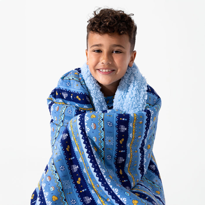 Hanukkah Fair Isle Bamboo Sherpa Blanket