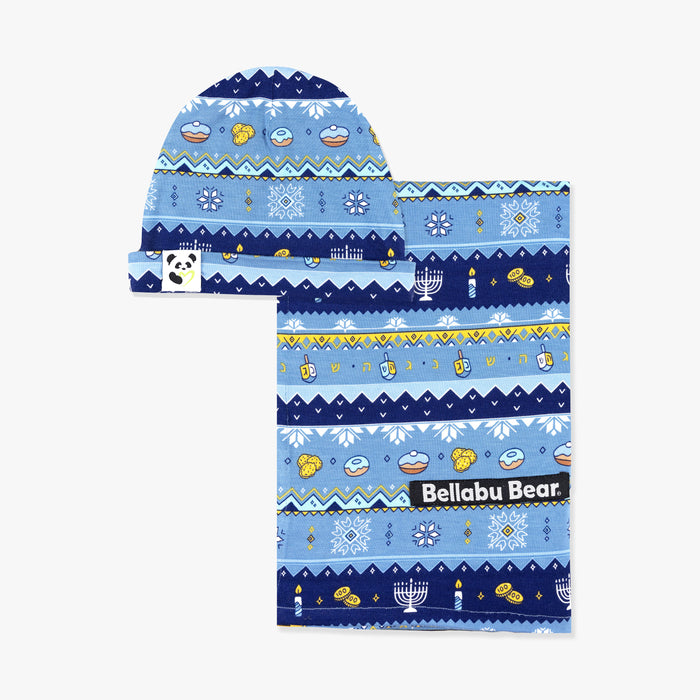 Hanukkah Fair Isle Bamboo Swaddle & Beanie Set