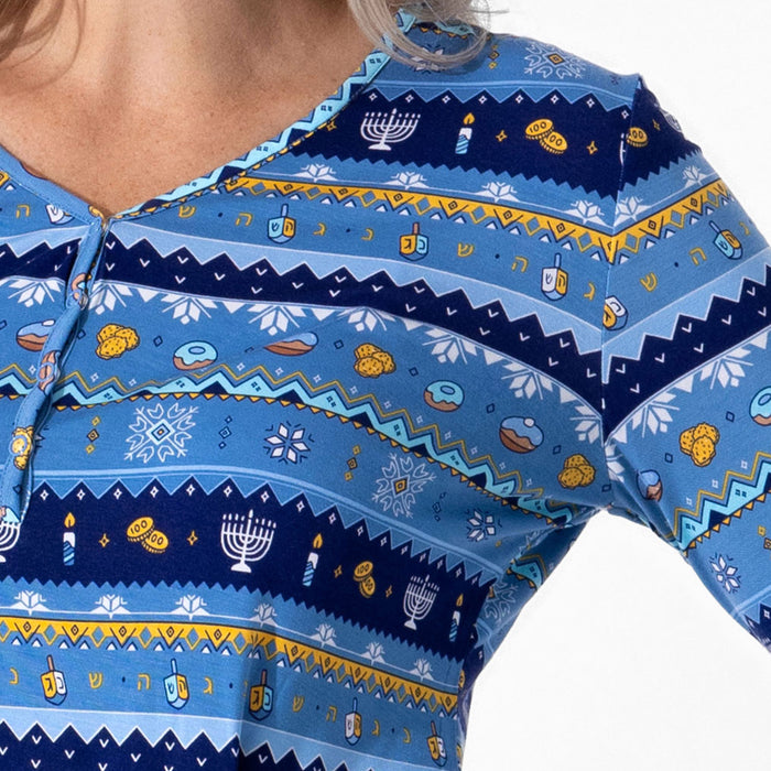 Hanukkah Fair Isle Bamboo Women's Pajama Set