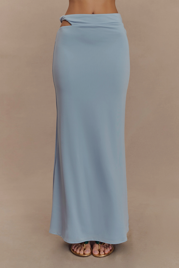 Haven Slinky Twist Midi Skirt - Pale Blue