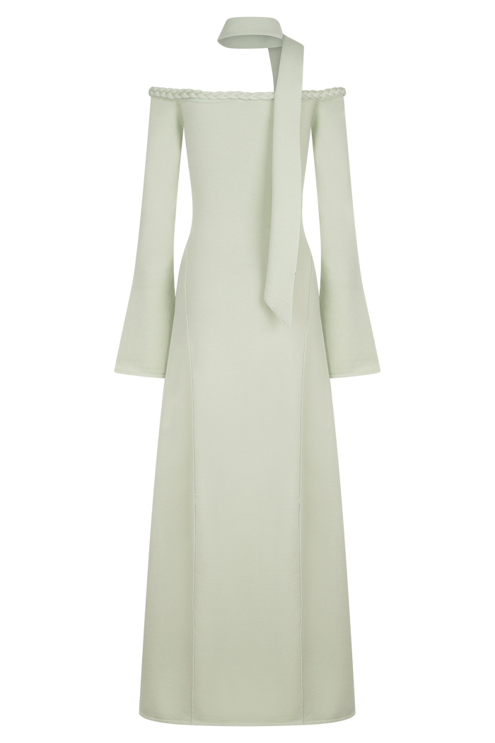 Heidi Strapless Knit Scarf Maxi Dress - Pastel Green