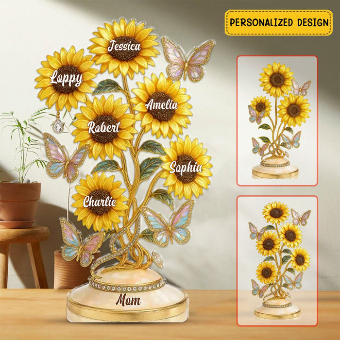 Her Love, Her Sunflowers - Family Personalized Custom Acrylic Plaque Custom Shape