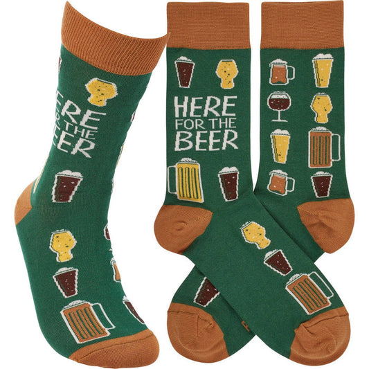 Here For The Beer Socks - Premium Socks from Primitives by Kathy - Just $11.50! Shop now at Pat's Monograms