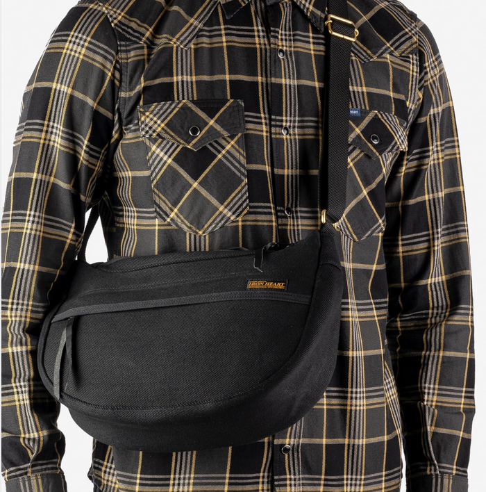 IHE-19-BLK 21oz Denim Small Shoulder Bag - Black