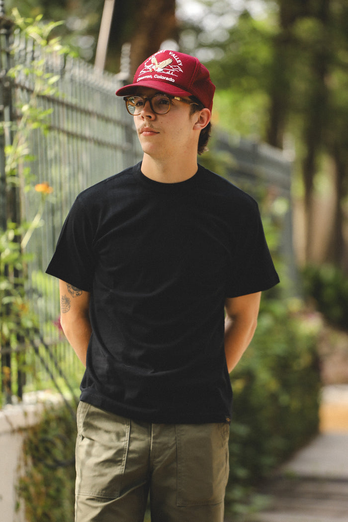 IHT-1610L-BLK  Iron Heart 6.5oz Loopwheel Crew Neck T-Shirt With Longer Body - Black