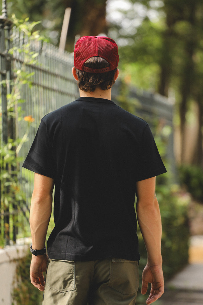 IHT-1610L-BLK  Iron Heart 6.5oz Loopwheel Crew Neck T-Shirt With Longer Body - Black