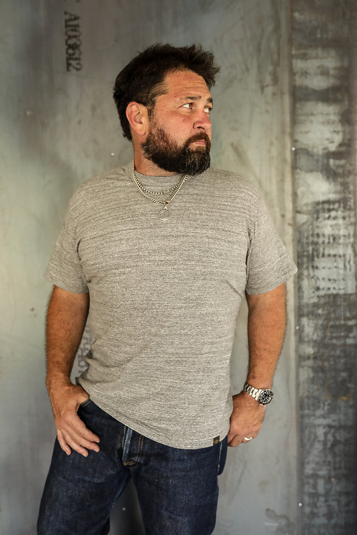 IHT-1610L-GRY Iron Heart 6.5oz Loopwheel Crew Neck T-Shirt With Longer Body - Grey