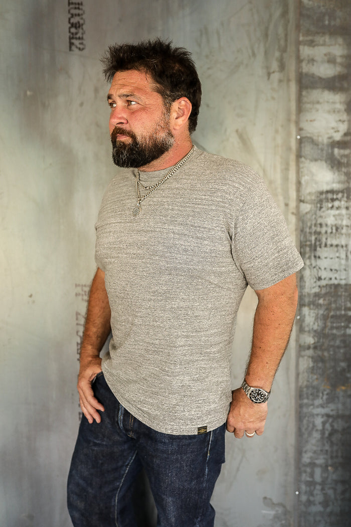 IHT-1610L-GRY Iron Heart 6.5oz Loopwheel Crew Neck T-Shirt With Longer Body - Grey