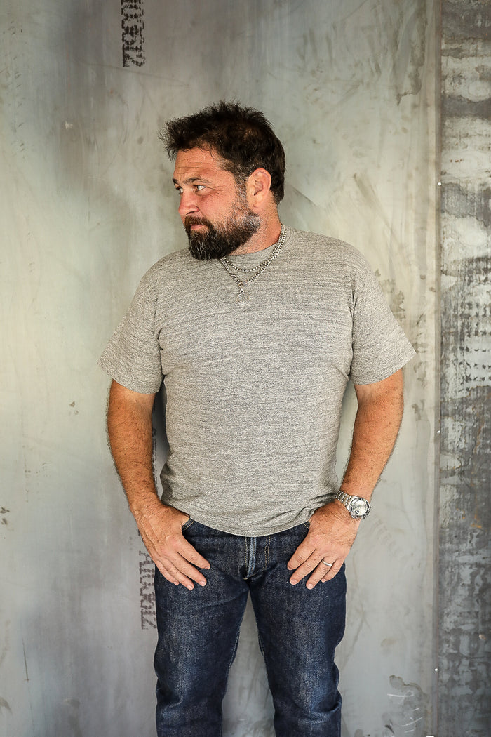 IHT-1610L-GRY Iron Heart 6.5oz Loopwheel Crew Neck T-Shirt With Longer Body - Grey