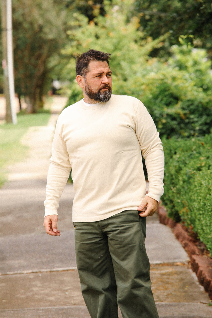 IHTL-1501-CRM Iron Heart 11oz Cotton Knit Crew Neck Sweater- Cream
