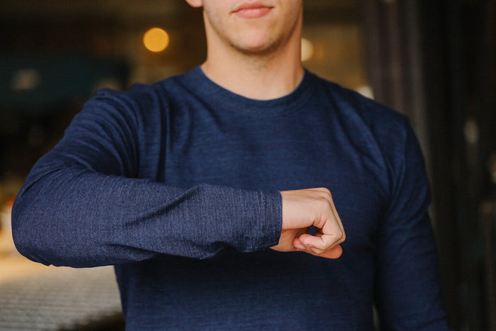 Indigo Jersey Crew Neck Long Sleeved T-shirt- Dark Indigo (LS-5011-D)