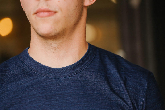 Indigo Jersey Crew Neck Long Sleeved T-shirt- Dark Indigo (LS-5011-D)