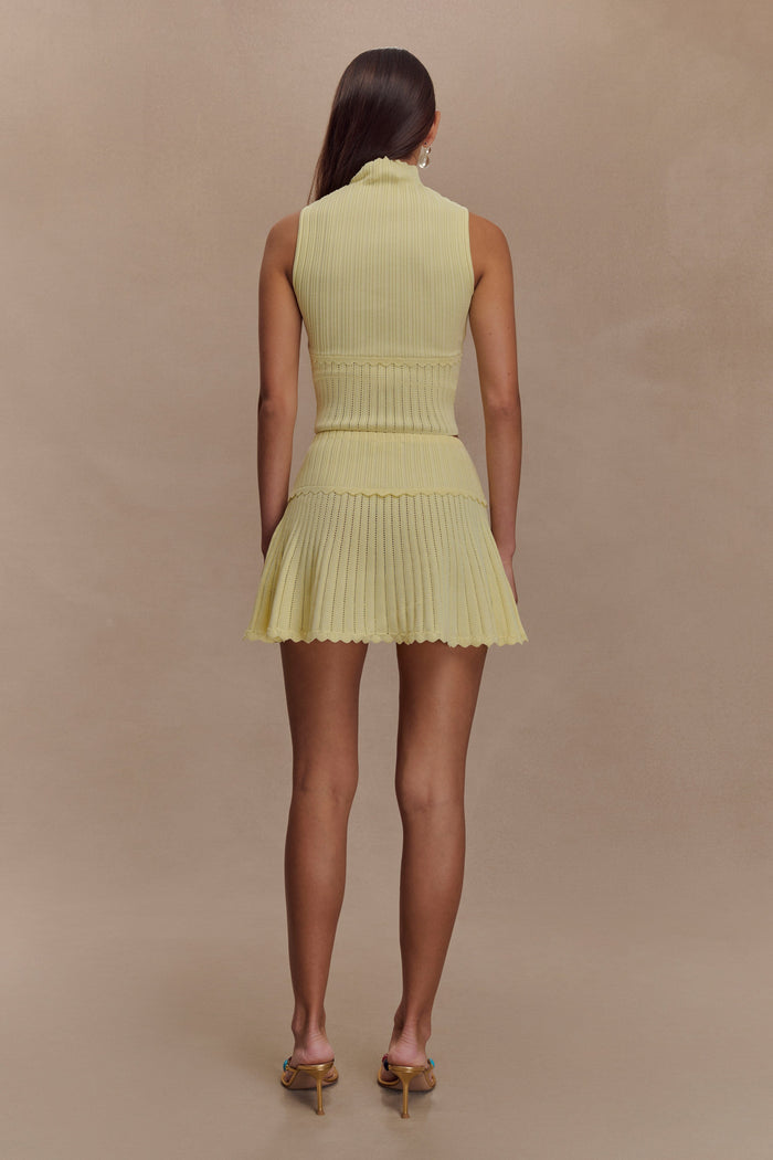 Indy Pointelle Knit Mini Skirt - Lemon