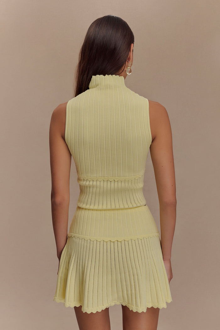 Indy Pointelle Knit Mini Skirt - Lemon