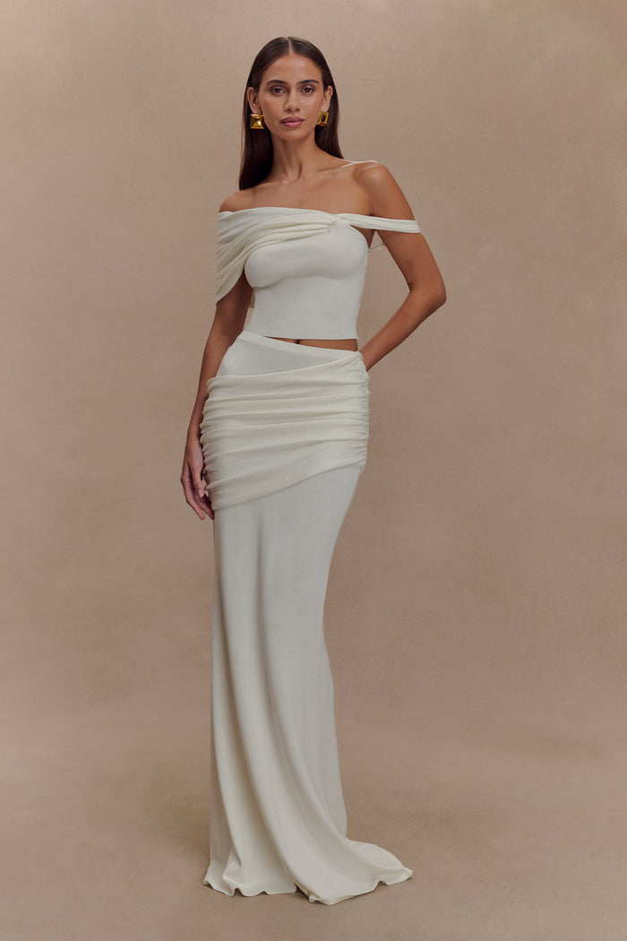 Irene Gathered Knit Top - Ivory