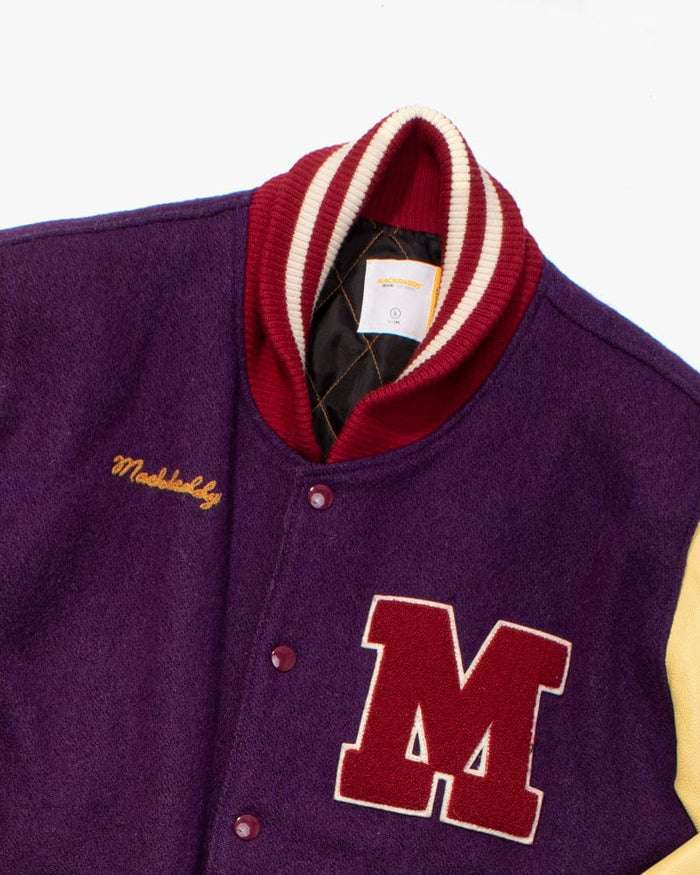 Japanese Repro Varsity Jacket, Mack Daddy, Purple and Cream - L