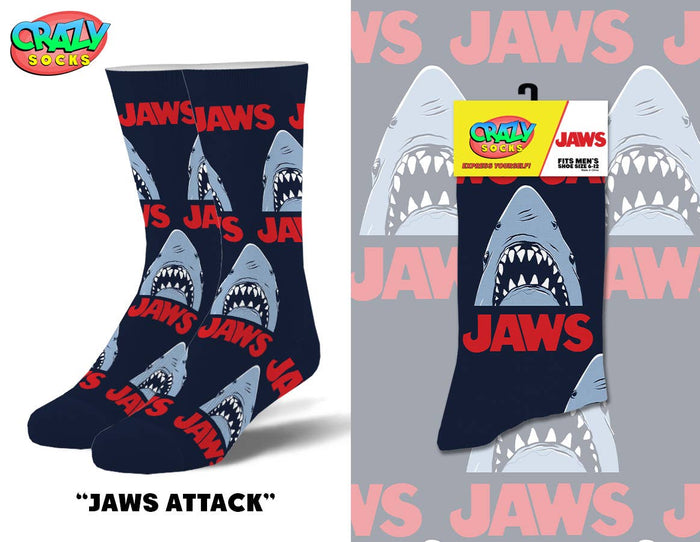 Jaws Attack - Mens Crew Folded - Premium  from Crazy Socks - Just $8! Shop now at Pat's Monograms