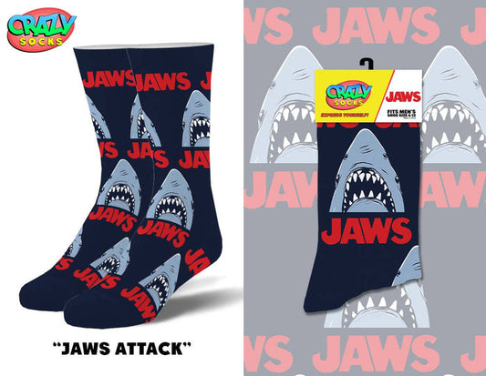 Jaws Attack - Mens Crew Folded - Premium  from Crazy Socks - Just $8! Shop now at Pat's Monograms
