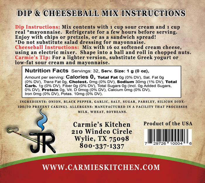 JR's Ranch Dip - Premium Dips & Spreads from Carmie's Kitchen - Just $5! Shop now at Pat's Monograms