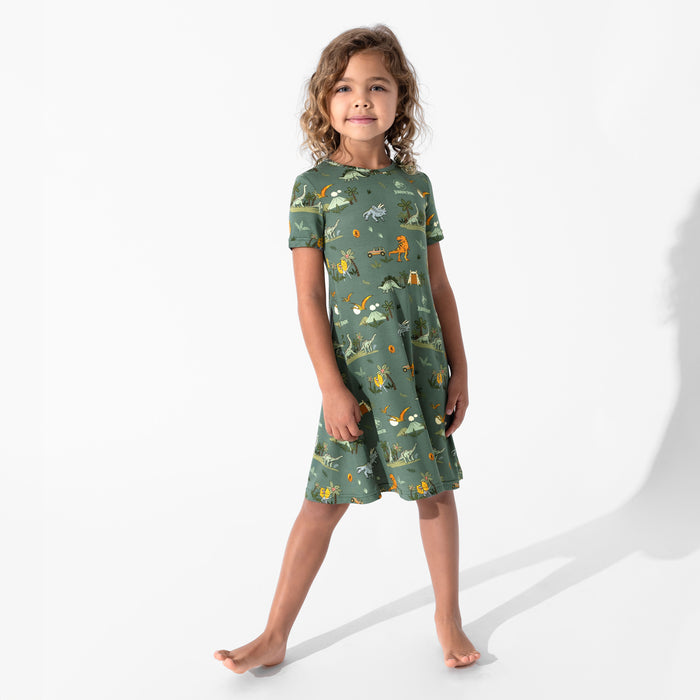 Jurassic Park: Safari Bamboo Girls' Short Sleeve Dress