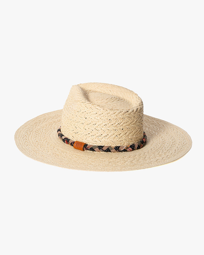 Kiriko Custom Panama Hat, Straw, Braided Shades of Indigo, Orange, and Burgundy