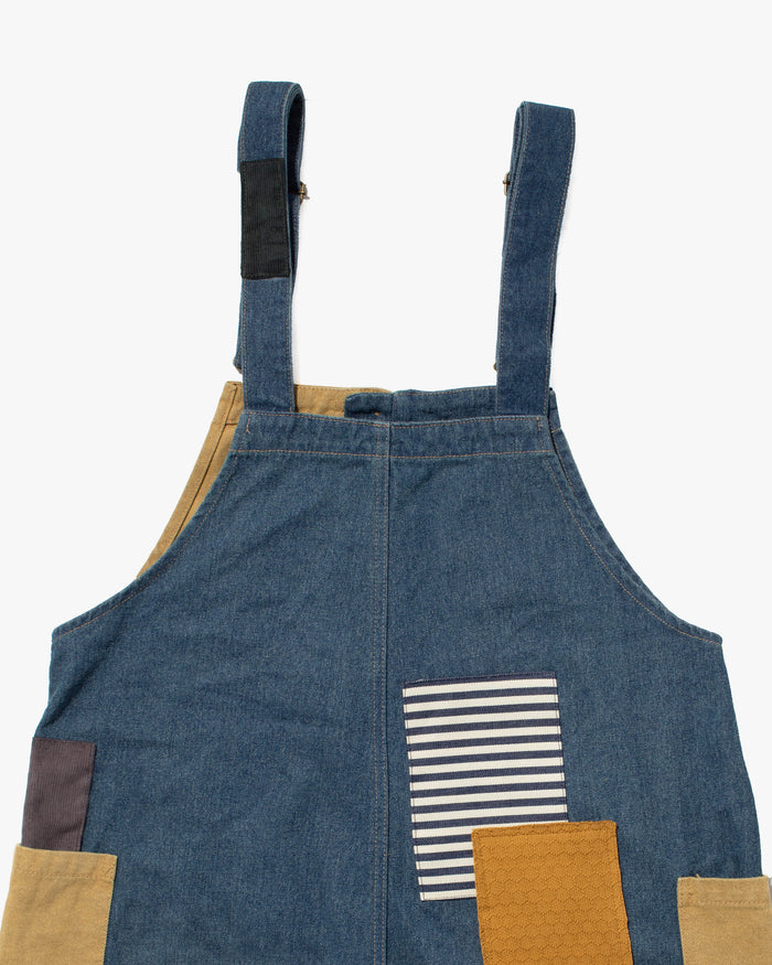 Kiriko Custom Patched Overalls, Colorblock Denim #1