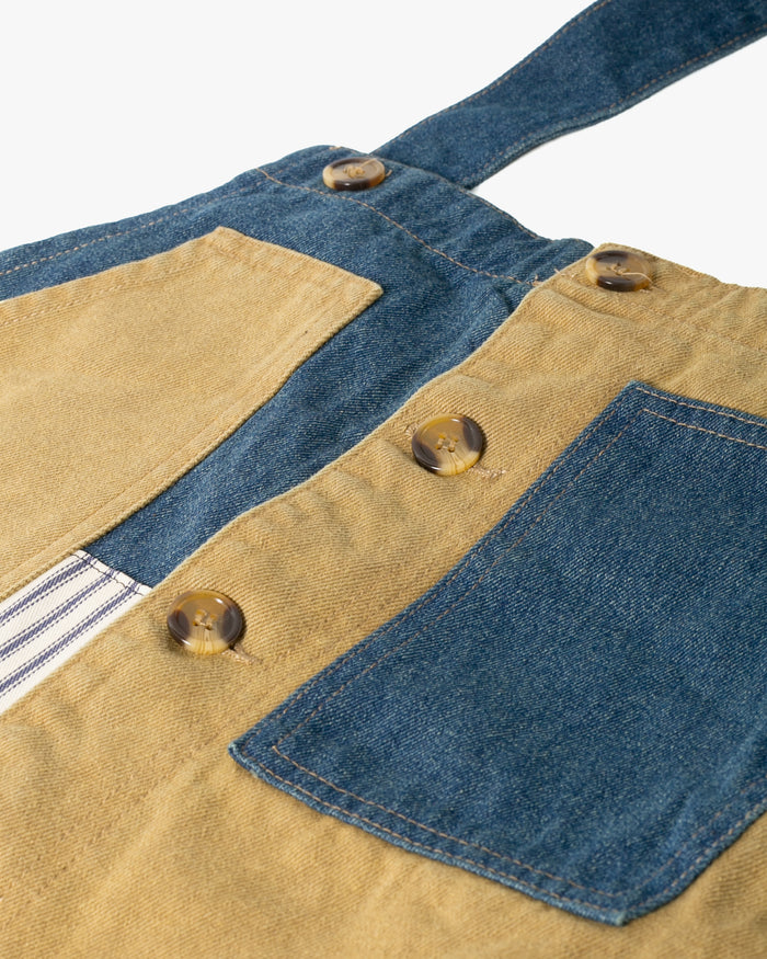 Kiriko Custom Patched Overalls, Colorblock Denim #1