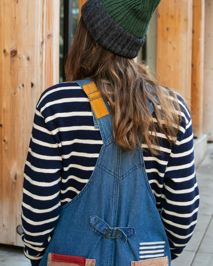 Kiriko Custom Patched Overalls, Colorblock Denim #2