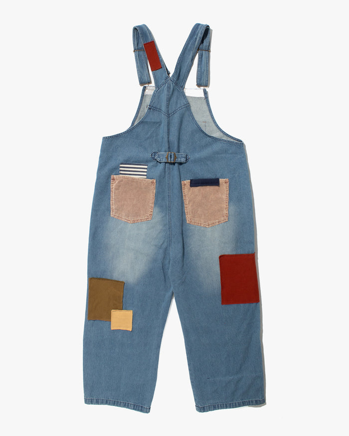 Kiriko Custom Patched Overalls, Colorblock Denim #3