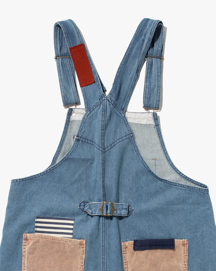Kiriko Custom Patched Overalls, Colorblock Denim #3