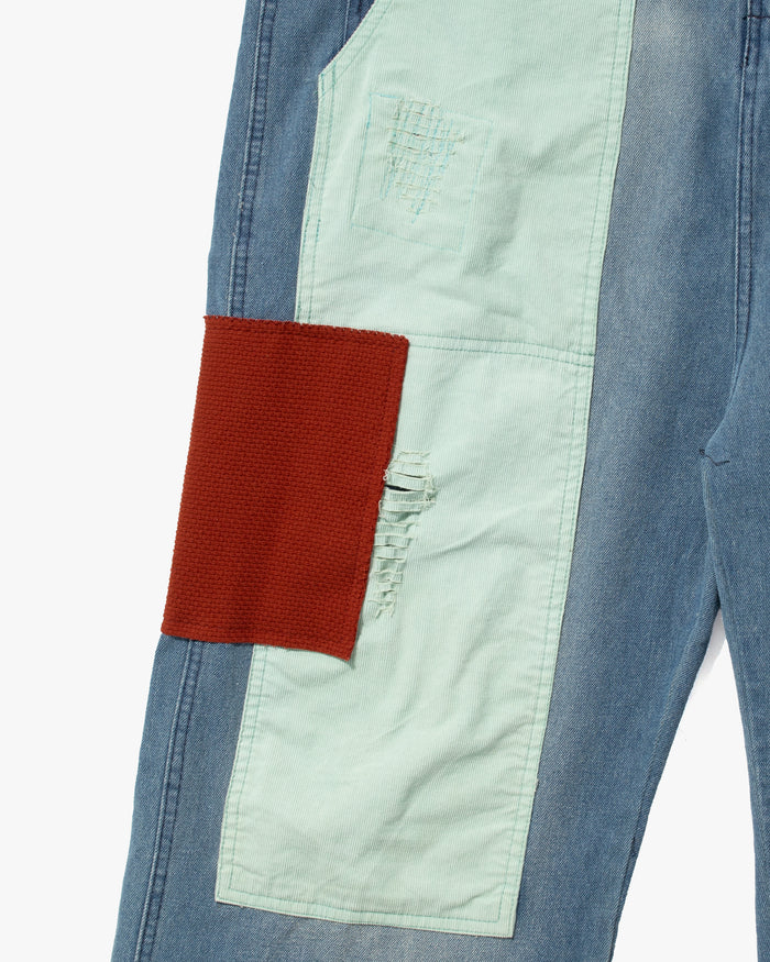 Kiriko Custom Patched Overalls, Colorblock Denim #3