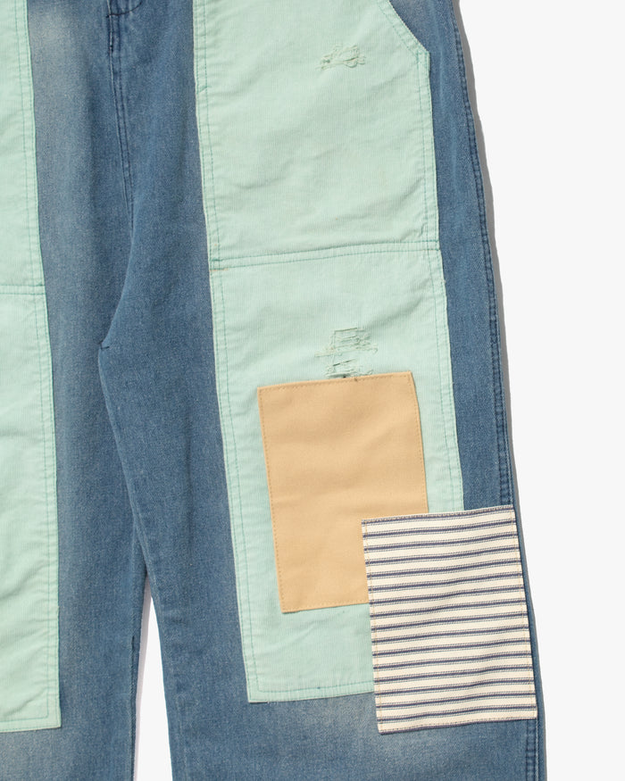 Kiriko Custom Patched Overalls, Colorblock Denim #3