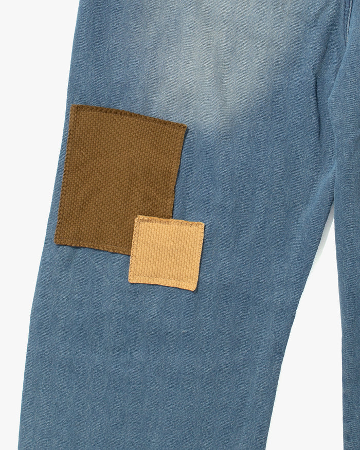 Kiriko Custom Patched Overalls, Colorblock Denim #3