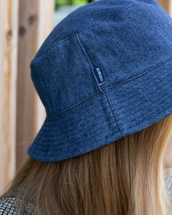Kiriko Original Bucket Hat, Reversible Navy Sashi-ori and Denim