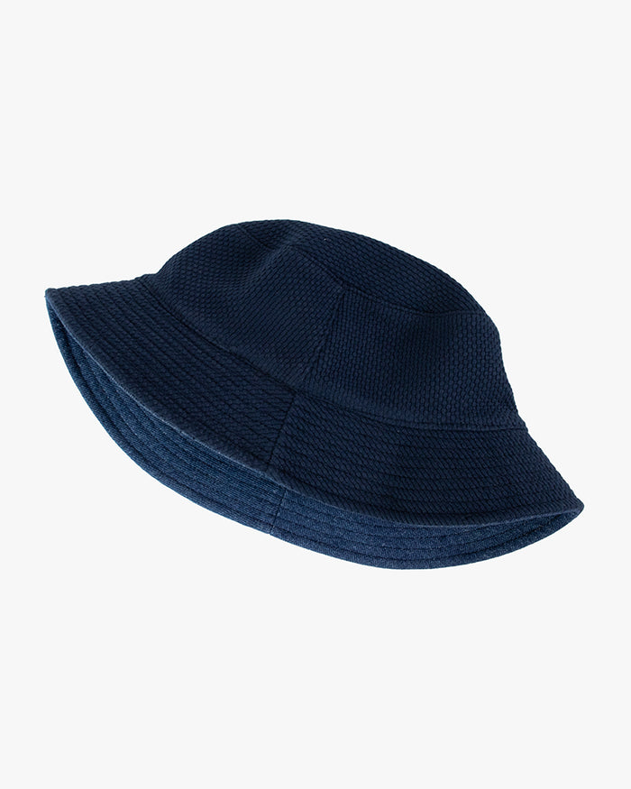 Kiriko Original Bucket Hat, Reversible Navy Sashi-ori and Denim