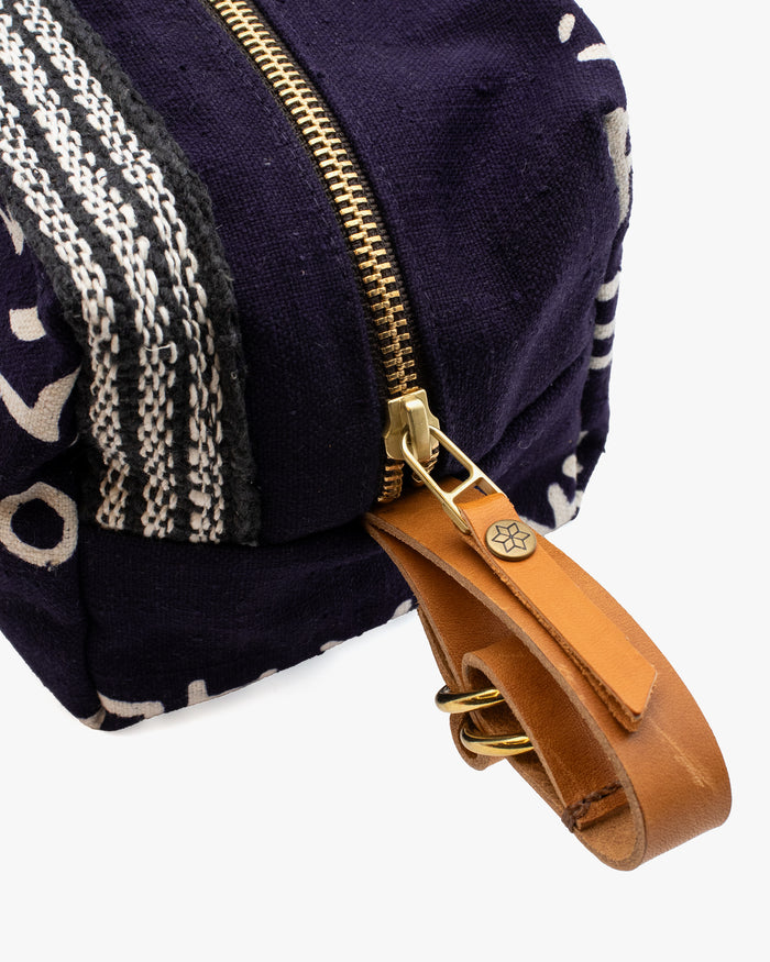 Kiriko Original Dopp Kit, Maekake, Dark Indigo with White Belt