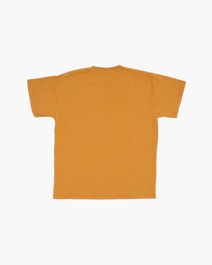 Kiriko Original Tee, 8 oz. US Made, Double Pocket Tee, Yellow, Indigo Shibori and Charcoal Patchwork Style