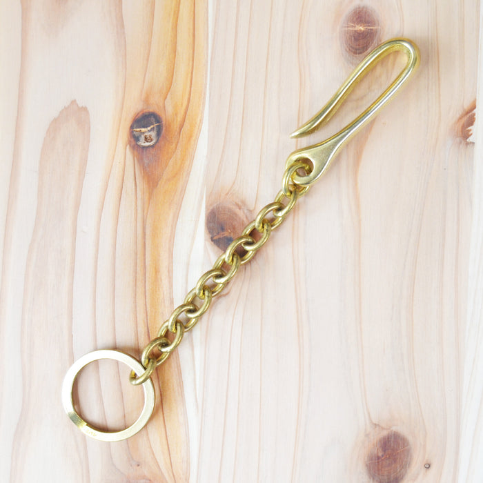Kobashi Studio BR470 Sand Casted Belt Hook Key Chain Medium- Brass