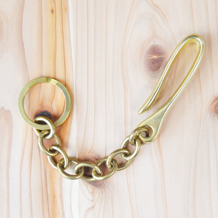 Kobashi Studio BR480 Sand Casted Belt Hook Key Chain Large- Brass