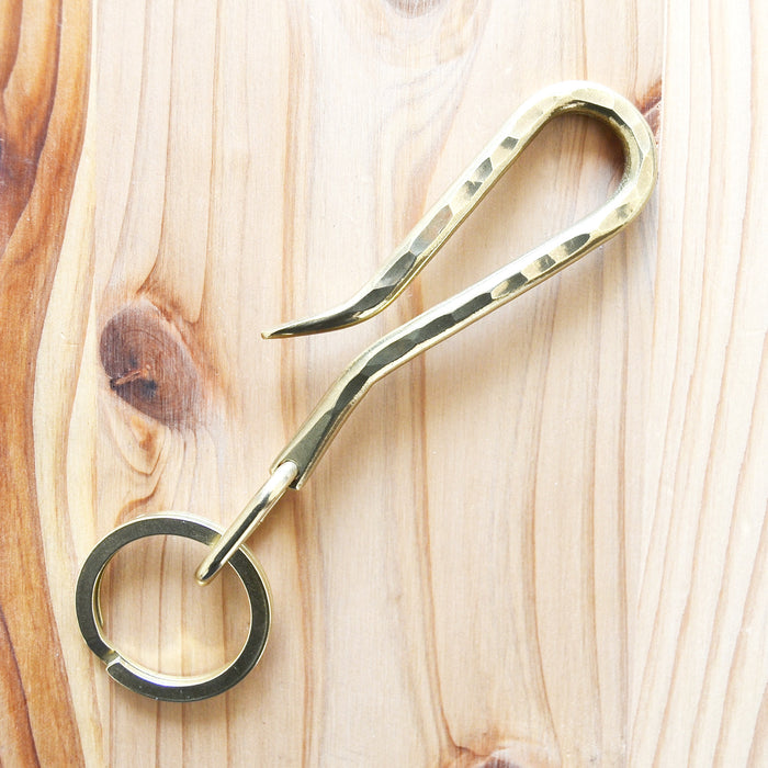 Kobashi Studio BR725HMH Hand-Hammered Key Hook With Flat Ring - Brass