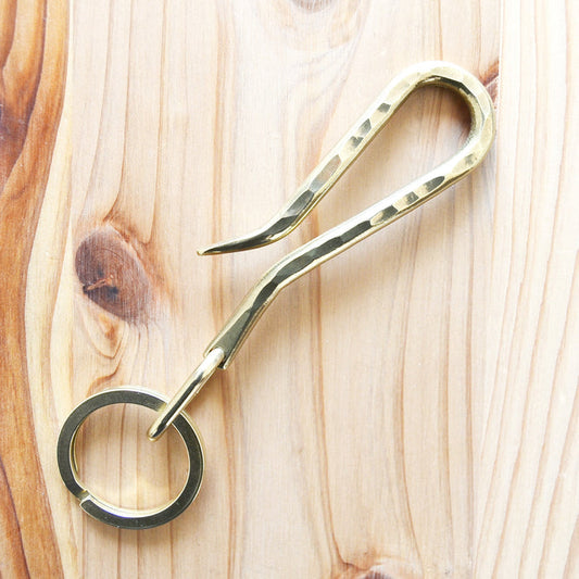 Kobashi Studio BR725HMH Hand-Hammered Key Hook With Flat Ring - Brass