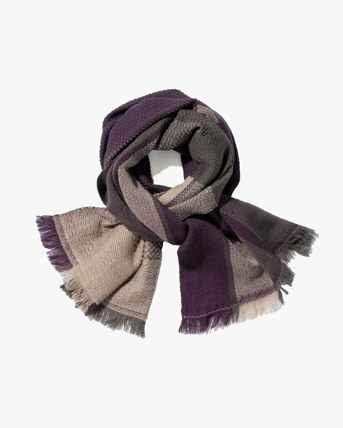 Kobo Oriza Muffler, Autumn Leaves, Purple and Gray