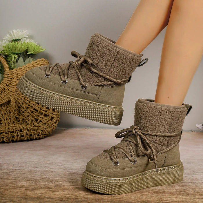 Lace-Up Winter Boots for Women – Cozy & Non-Slip Design