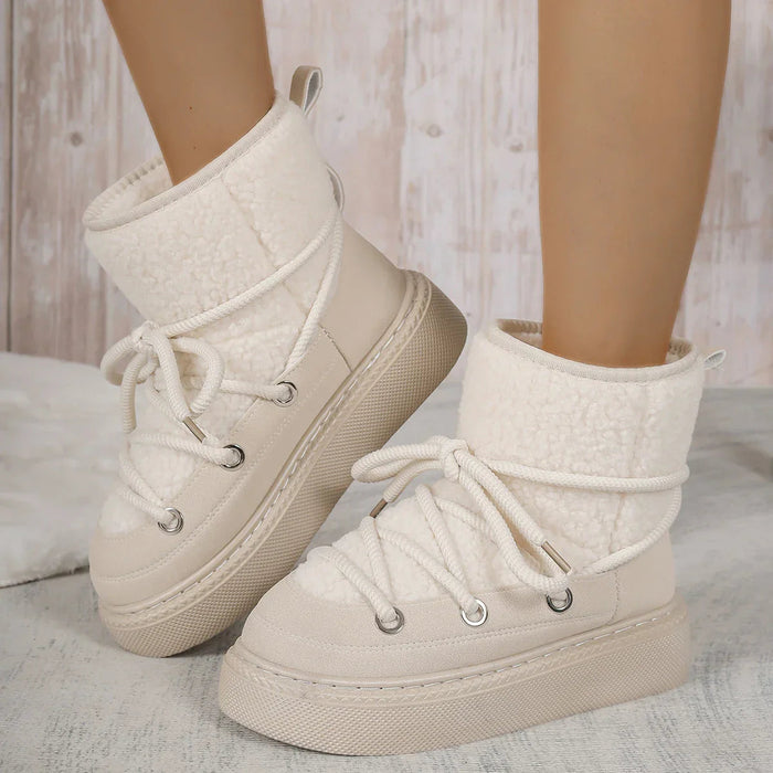 Lace-Up Winter Boots for Women – Cozy & Non-Slip Design
