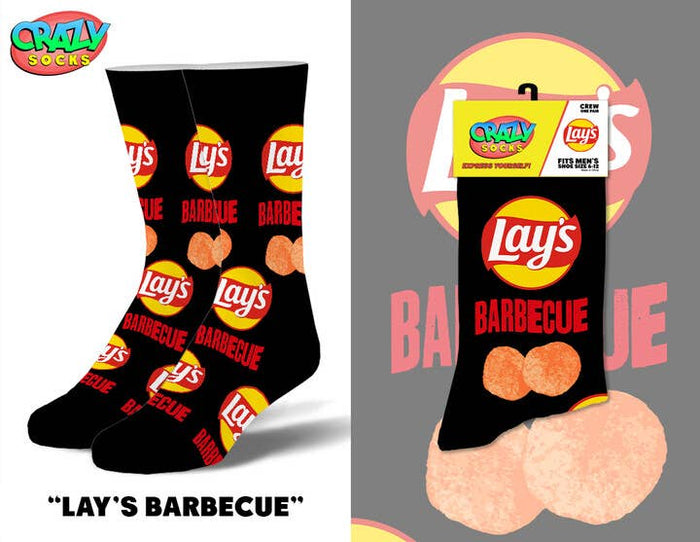 Lays Barbecue Novelty Crew Socks - Premium socks from Crazy Socks - Just $8! Shop now at Pat's Monograms