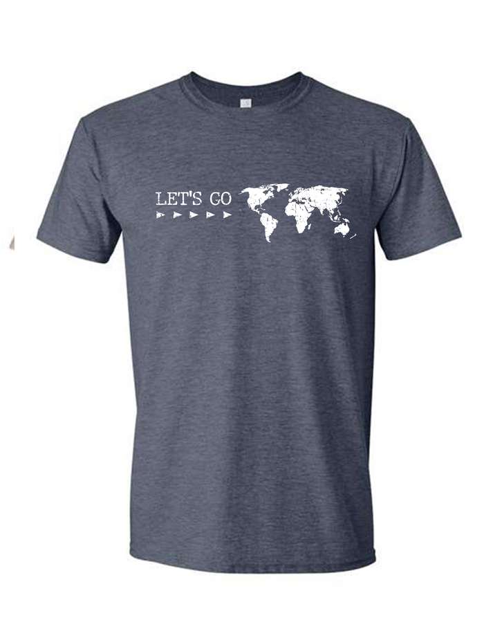Let's Go- Heather Navy Tee