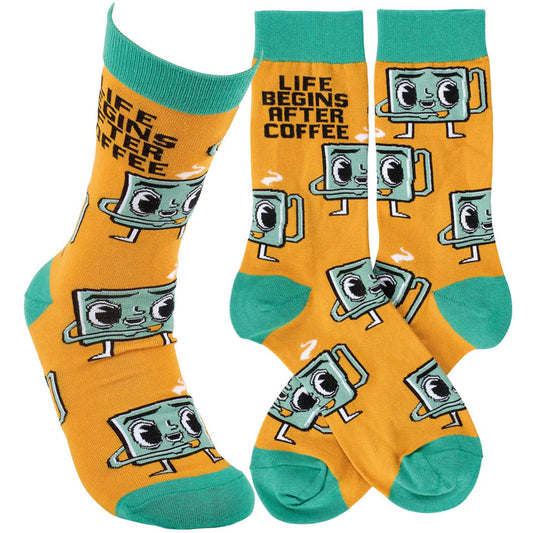 Life Begins After Coffee Socks - Premium Socks from Primitives by Kathy - Just $11.50! Shop now at Pat's Monograms